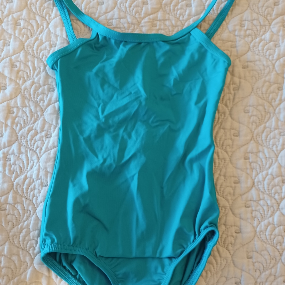Teal cap sleeve leotard. Size child 6-7.